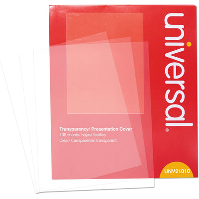 Universal Black and White Laser Printer Transparent Sheets, 8.5 x 11, 100/Pack, 8 1/2" x 11", UNV21010