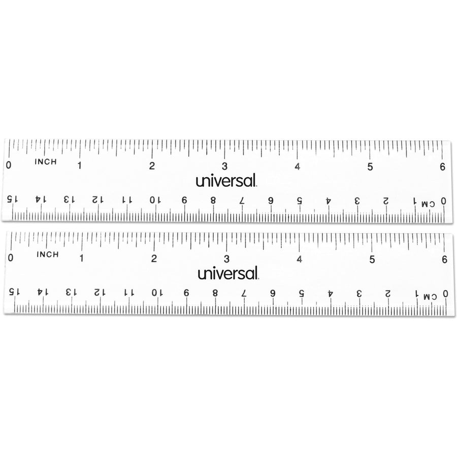 Universal Ruler, Clear, Plastic, Durable, 2 / Pack, UNV59025