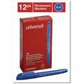 Universal Pen-Style Permanent Marker, Fine Bullet Tip, Blue, Dozen, 1 Dozen, UNV07073