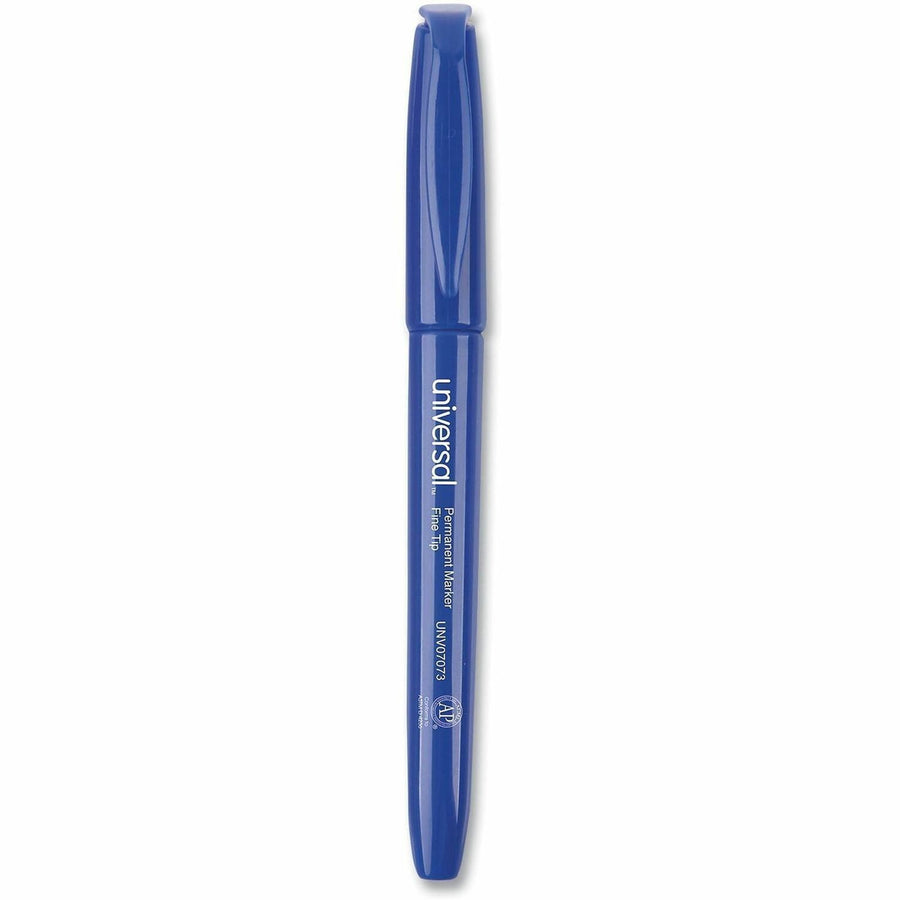 Universal Pen-Style Permanent Marker, Fine Bullet Tip, Blue, Dozen, Permanent Ink, 1 Dozen, UNV07073