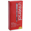Universal Gel Pen, Stick, Medium 0.7 mm, Black Ink, Silver/Black Barrel, Dozen, 1 Dozen, UNV39620