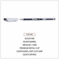 Universal Gel Pen, Stick, Medium 0.7 mm, Black Ink, Silver/Black Barrel, Dozen, 1 Dozen, UNV39620