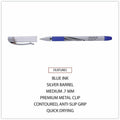 Universal Gel Pen, Stick, Medium 0.7 mm, Blue Ink, Silver/Blue Barrel, Dozen, 1 Dozen, UNV39621