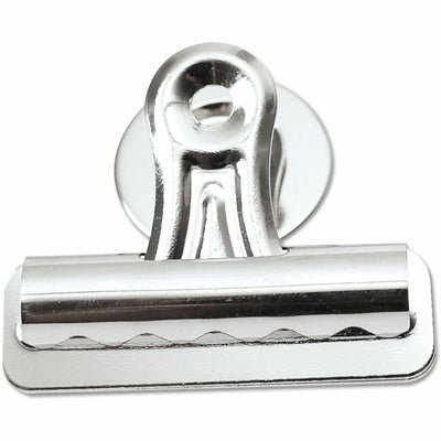 Universal Bulldog Magnetic Clips, Medium, Nickel, 12/Pack, UNV31261
