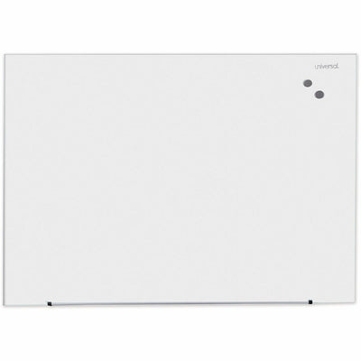 Universal Frameless Magnetic Glass Marker Board, 48" x 36", White Surface, UNV43203