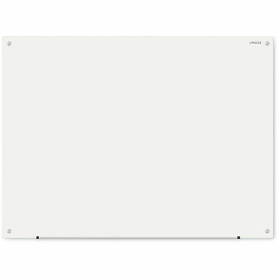 Universal Frameless Glass Marker Board, 48" x 36", White Surface, UNV43233