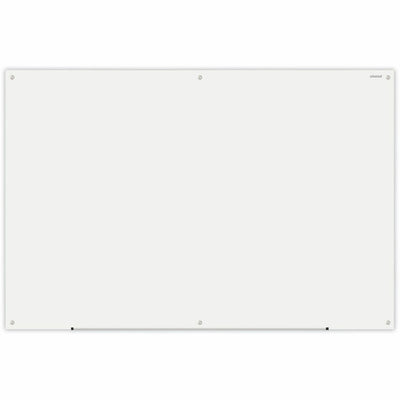 Universal Frameless Glass Marker Board, 72" x 48", White Surface, UNV43234