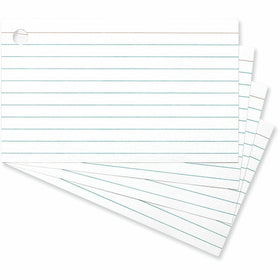 Universal Ring Index Cards, Ruled, 3 x 5, White, 100/Pack, 4" Width x 6" Length, UNV47300