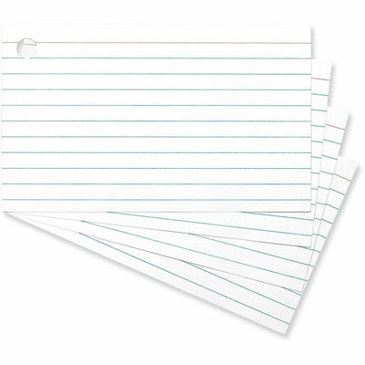 Universal Ring Index Cards, Ruled, 3 x 5, White, 100/Pack, 4" Width x 6" Length, UNV47300