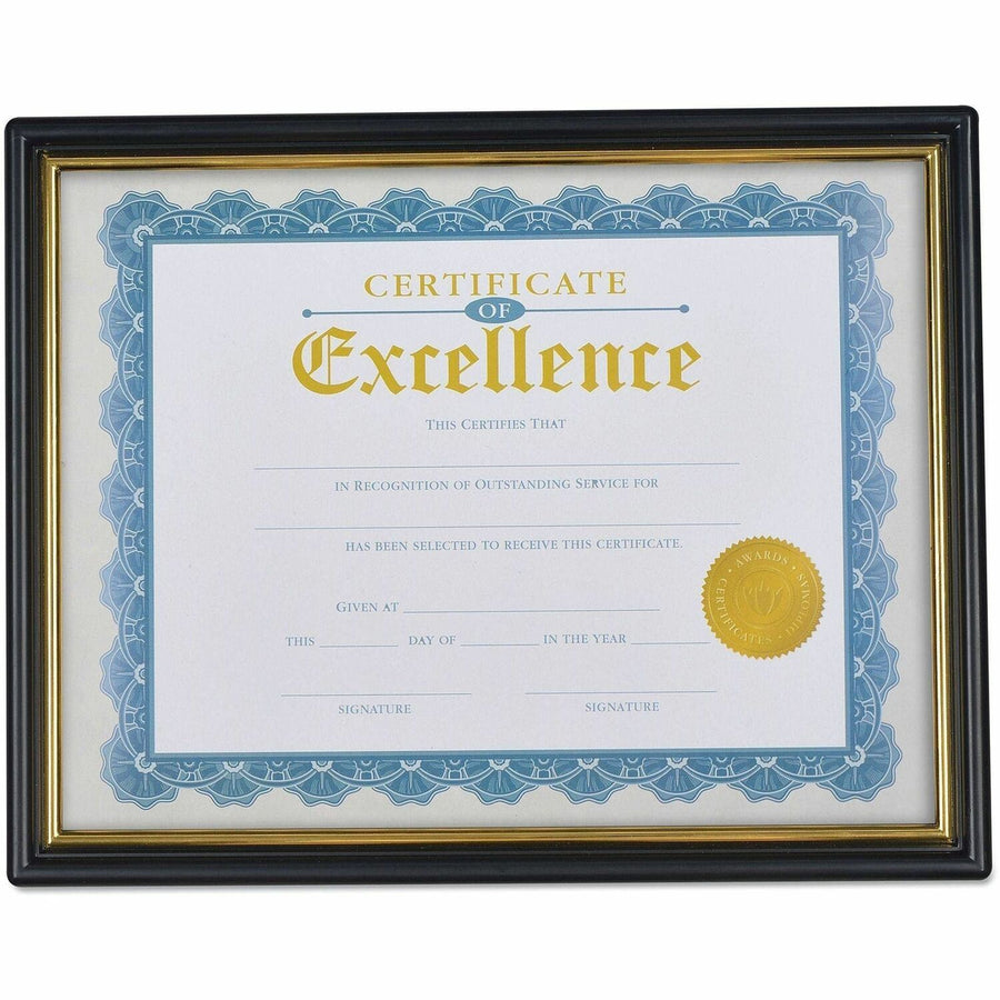 Universal Document Frame, Gold, Plastic, Die-cut, 3 / Pack, UNV76847
