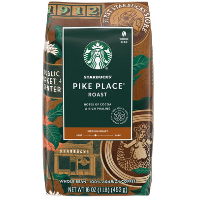 Starbucks Whole Bean Pike Place Roast Coffee, SBK12411946