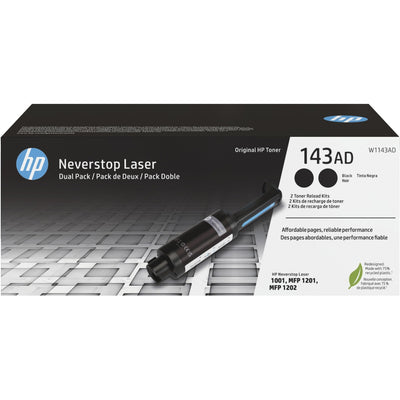 HP 143AD Original Laser Toner Cartridge - Dual Pack - Black - 1 Carton, HEWW1143AD