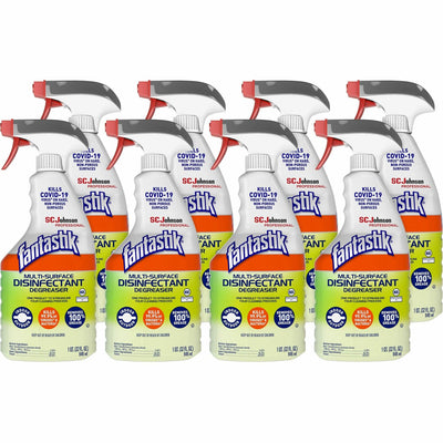 S. C. Johnson & Son fantastik Multisurface Disinfectant Degreaser Spray, Green, 8 / Carton, SJN311836CT