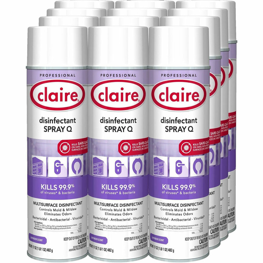 Claire Multipurpose Disinfectant Spray, Purple, Virucidal, 12 / Carton, CGCC1003