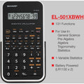 Sharp EL-501X2BWH Scientific Calculator, White, SHREL501X2BWH