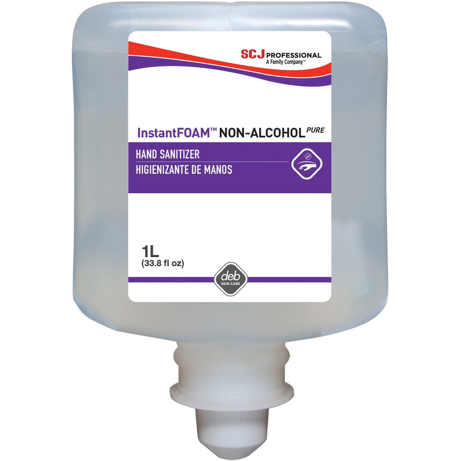 SC Johnson InstantFOAM Non-Alcohol PURE Hand Sanitizer Foam Refill, Clear, Splash Resistant, 6 / Carton, SJN55857