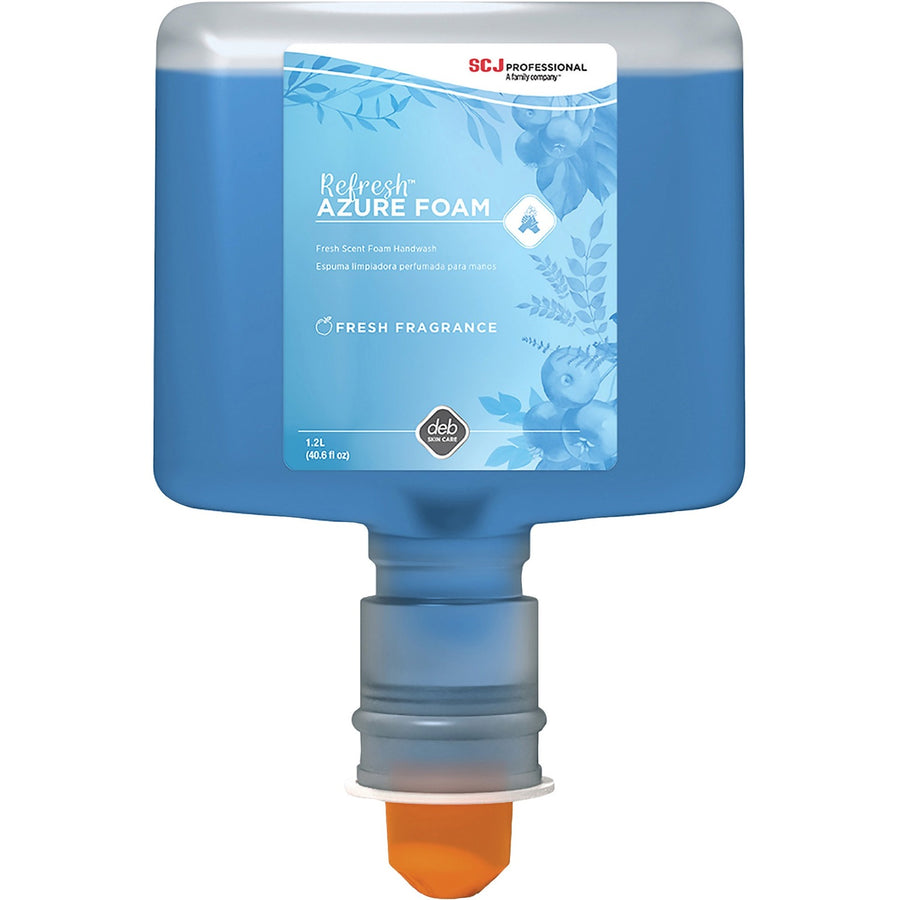SC Johnson Fresh Apple Scent Foam Hand Soap, Blue, Non-drying, 3 / Carton, SJNAZU120TF