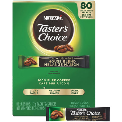 Nestle S.A Nescafe Taster's Choice House Blend Decaf Coffee, 80 / Box, NES66488
