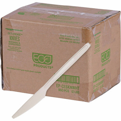 Eco-Products Cutlerease Dispensable Knives, White, 960 / Carton, ECOEPCE6KNWHT