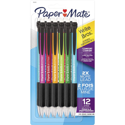 Newell Paper Mate Write Bros. Classic Mechanical Pencils, 0.7 mm, #2, 1 Dozen, PAP2104216