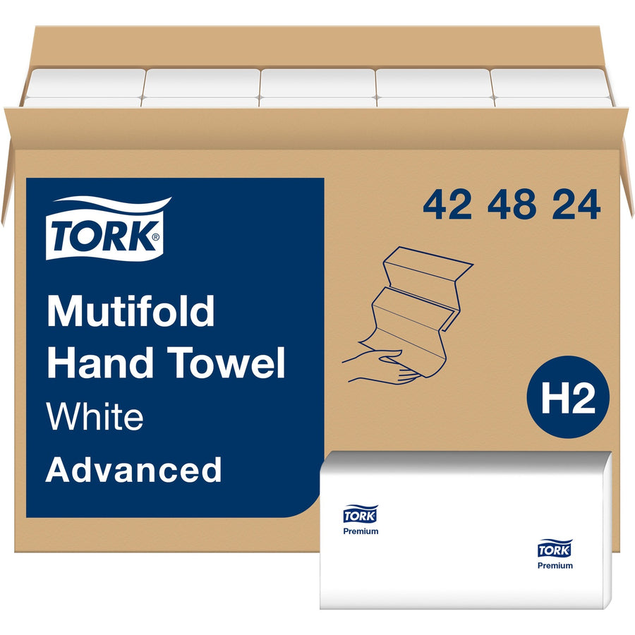 TORK Advanced Multifold Hand Towels, White, Tear Resistant, 16 / Carton, TRK424824