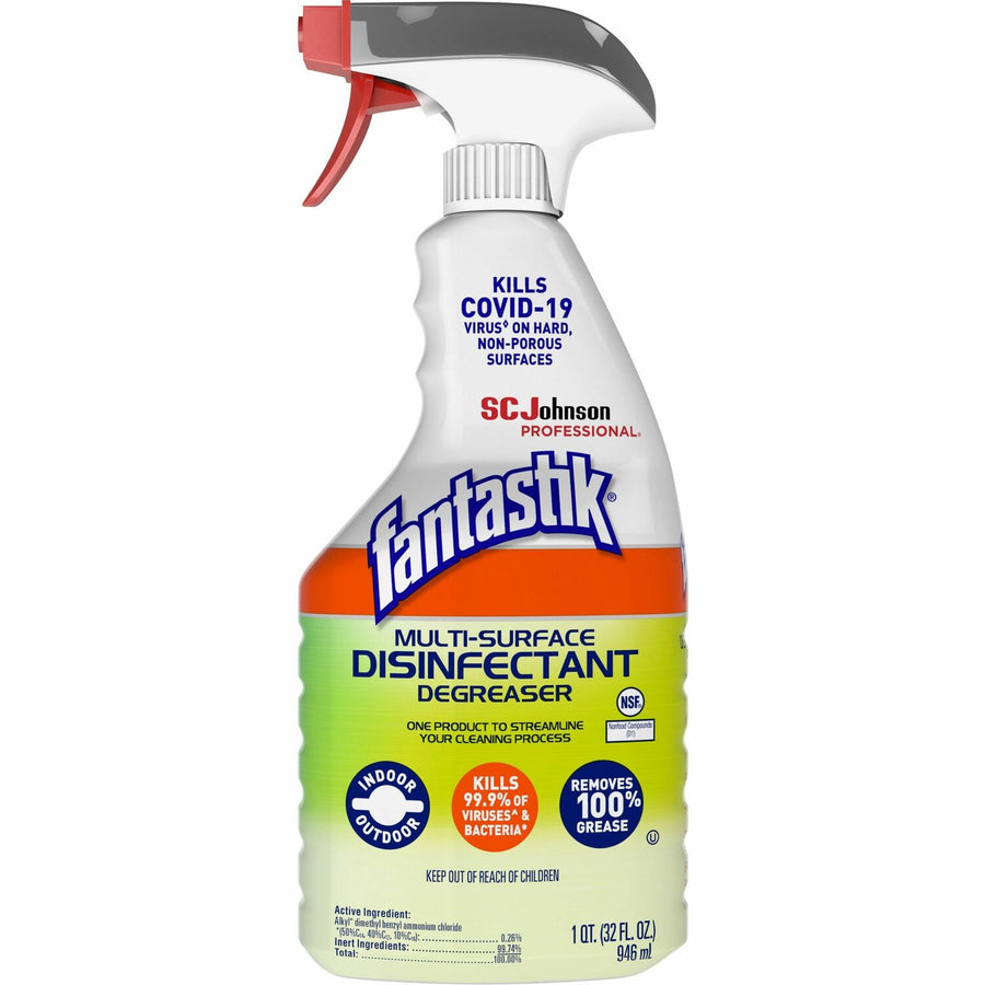 fantastik® Multisurface Disinfectant Degreaser Spray, 4.50" x 10.60", Green, Non-porous, SJN311836