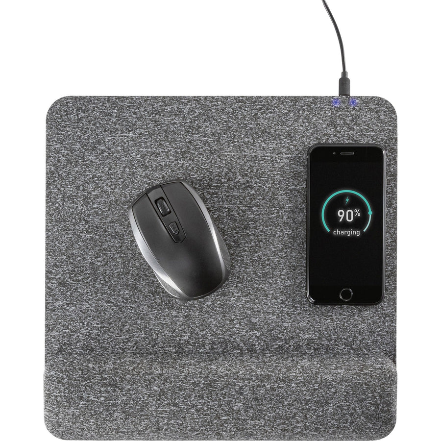 Allsop PowerTrack Plush Wireless Charging Mousepad - ), Gray, 6EA/CT — view 1
