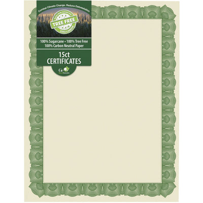 Geographics Tree Free Certificate, Multicolor, 15 / Pack, GEO49016