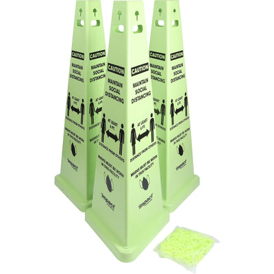 Impact TriVu Social Distancing 3 Sided Safety Cone, Fluorescent Yellow, 1 Carton, IMP9140SM-KIT