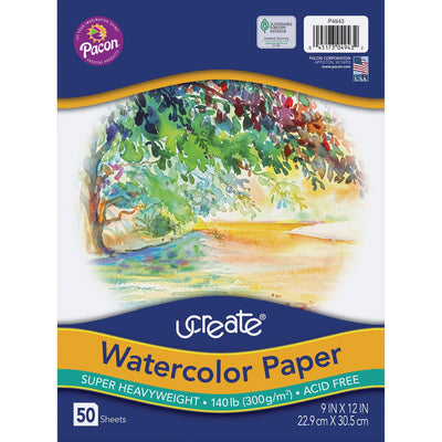 Dixon Ticonderoga UCreate Watercolor Paper, 9" x 12", 50 / Pack, PACP4943