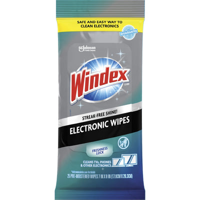 S. C. Johnson & Son Windex Electronic Wipes, White, 12 / Carton, SJN319248CT