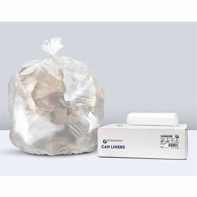 Inteplast HDPE Can Liners, 16 Microns, 40" x 48", Natural, Pack Of 250 Liners, 250 / Case, IBSS404816N