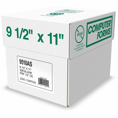 Domtar Continuous Paper, White, 9 1/2" x 11", 10 / Carton, DMR9510AS