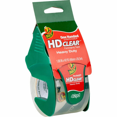 Shurtech Brands Duck Brand HD Clear Heavy-Duty Packaging Tape, With Dispenser, 1.88" x 40 Yd., Clear, 1 Roll, DUC286125
