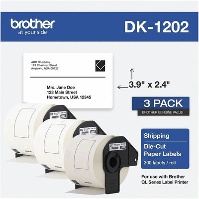 Brother DK Address Label, White, 3 / Pack, BRTDK12023PK