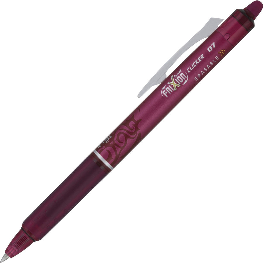 Pilot Erasable Gel Ink Pens, FriXion Ball Clicker, 0.60" x 5.90", Burgundy, Smooth Writing, 1 Dozen, PIL15131