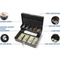 Carl Bill Slots Steel Security Cash Box, Black, CUI82011