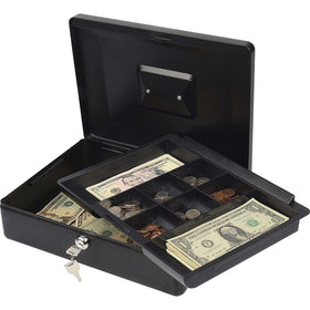 Carl Bill Tray Steel Security Cash Box, Black, CUI82012