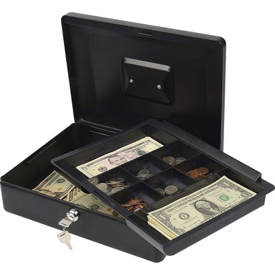Carl Bill Tray Steel Security Cash Box, Black, CUI82012