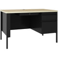 Lorell Fortress Series 48" Right-Pedestal Teachers Desk, Black, LLR03156