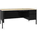 Lorell Fortress Series 66" Right-Pedestal Desk, Black, LLR66906