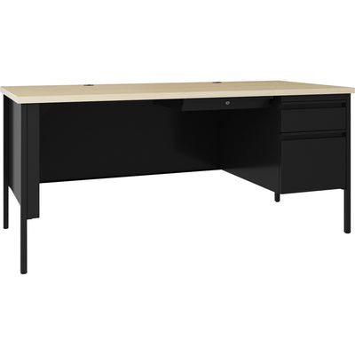 Lorell Fortress Series 66" Right-Pedestal Desk, Black, LLR66906