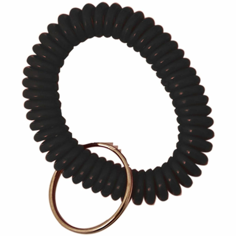 Sparco Split Ring Wrist Coil Key Holders, 2.1" x 2.1", Black, Durable, 1 / Pack, SPR02882