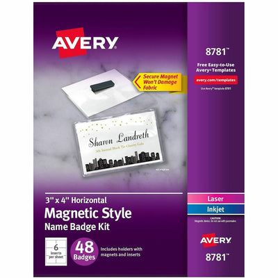 Avery Magnetic Style Name Badges, White, 8 1/2" x 11", 1 Box — view 1