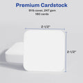 Avery Clean Edge Square Cards, Rounded Corners, 2.5" x 2.5" (35703), White, 8 1/2" x 11", 5 / Pack, AVE35703