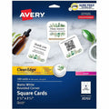 Avery Clean Edge Square Cards, Rounded Corners, 2.5" x 2.5" (35703), White, 8 1/2" x 11", 5 / Pack, AVE35703