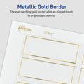 Avery Place Cards, 1-7/16" x 3-3/4", Gold Border, 150 Cards (35701), White, 8 1/2" x 11", 5 / Pack, AVE35701