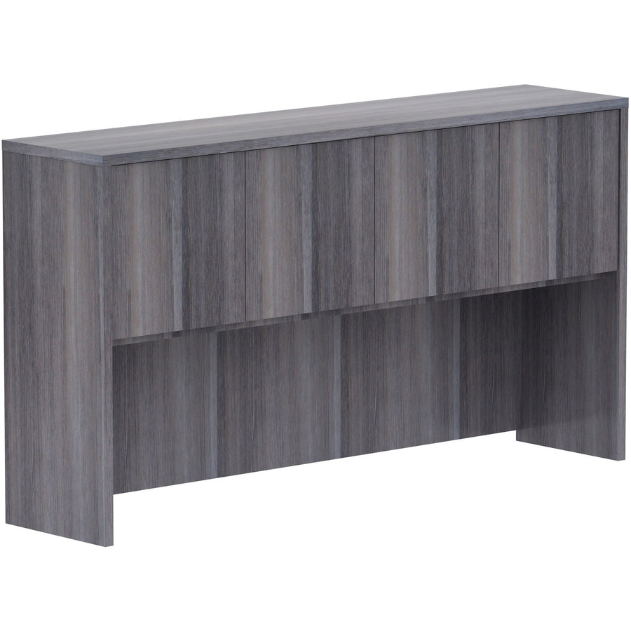 Lorell Essentials Series Stack-on Hutch with Doors, 36" Height x 66" Width x 15" Depth, Grommet, LLR69619