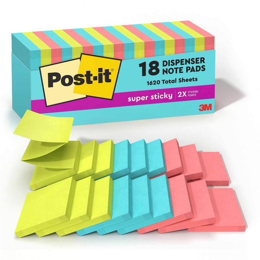 Post-it® Super Sticky Dispenser Notes - Supernova Neons Color Collection, Guava, Paper, Residue-free, 1 / Pack, MMMR33018SSMIAC