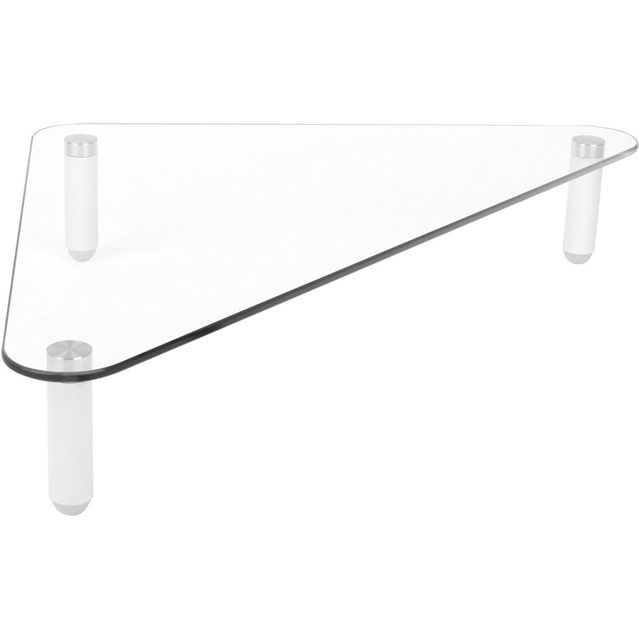Kantek Glass Corner Monitor Riser/Desk Shelf, 19.70" x 3.25", Clear, Tempered Glass, Non-skid Feet, KTKMS390